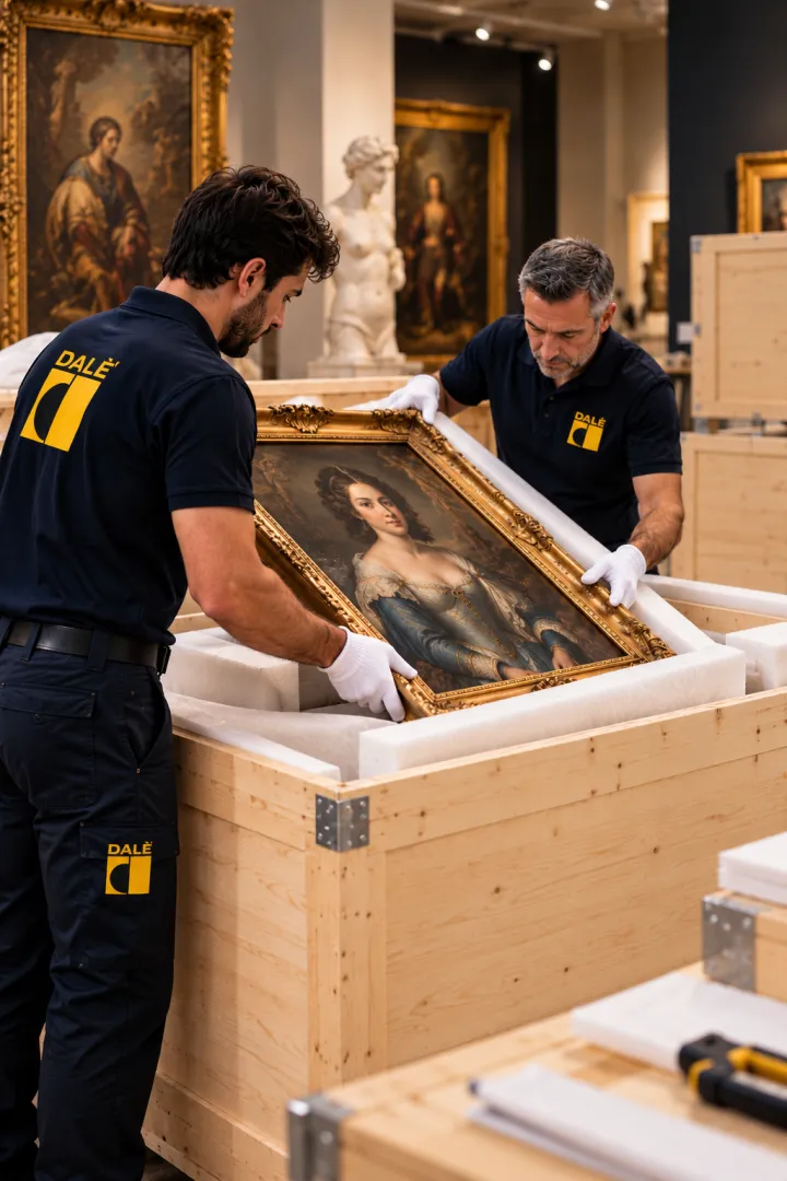 Dipinto imballato in una cassa in legno su misura